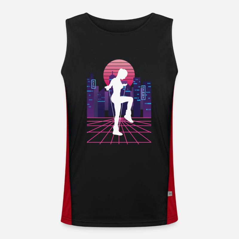 Vaporwave Synthwave Skyline Saut à la corde Débardeur respirant contrasté Homme 