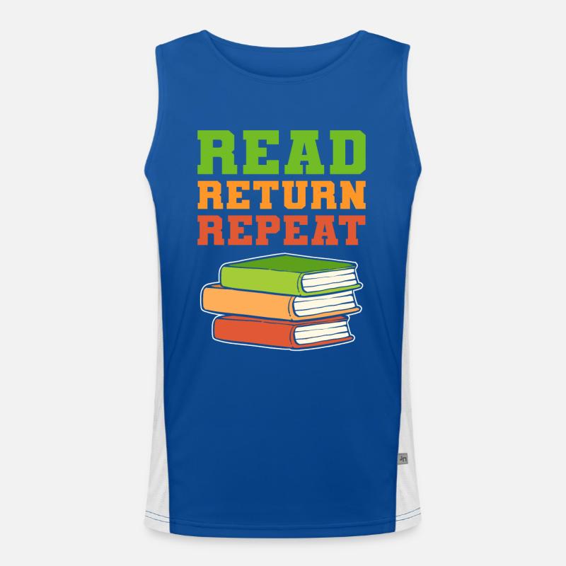 Read Return Repeat Librarian Book Lover Funktionelles Kontrast-Tank Top für Männer 