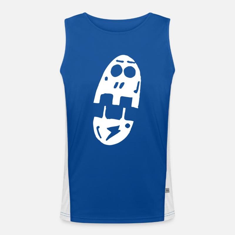 Blitz Schädel mit langem Gesicht Totenkopf Funktionelles Kontrast-Tank Top für Männer 