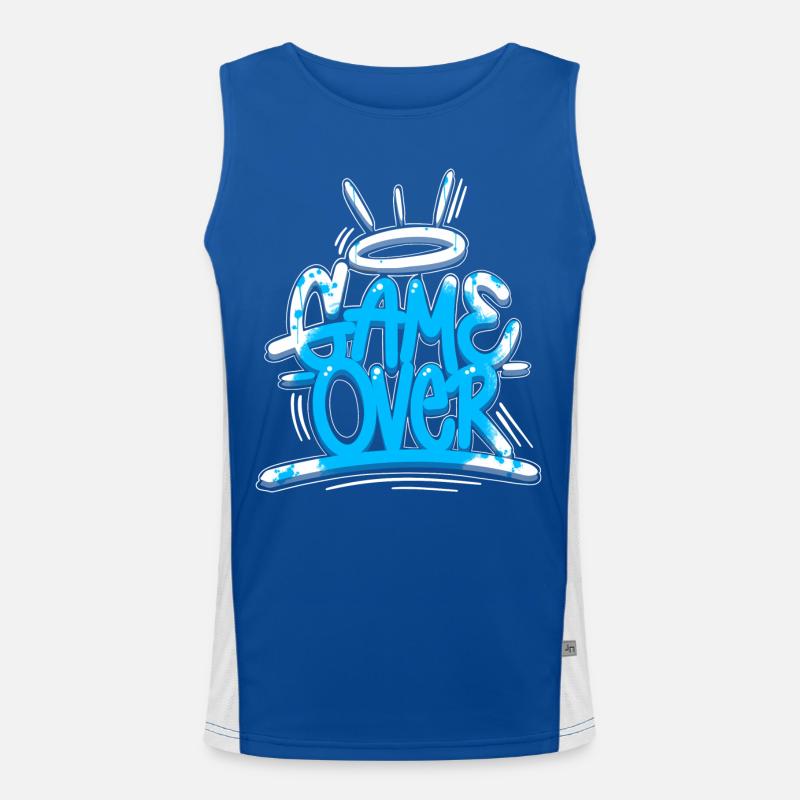 Game Over Graffiti Blau Funktionelles Kontrast-Tank Top für Männer 