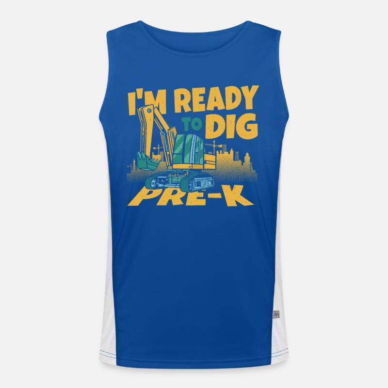 I'm Ready To Dig Pre-K Construction Worker Back Funktionelles Kontrast-Tank Top für Männer 