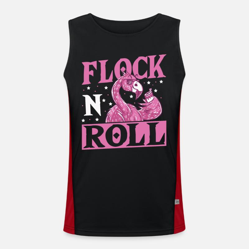Flock n Roll Flamingo Rock and Roll Funktionelles Kontrast-Tank Top für Männer 
