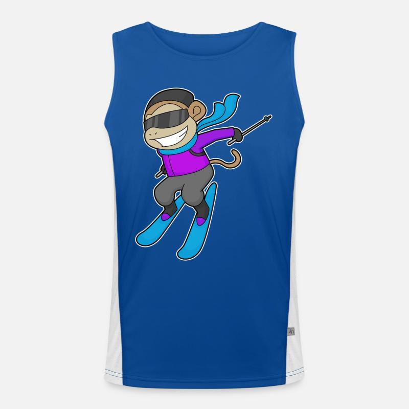 Affe Skifahrer Ski Funktionelles Kontrast-Tank Top für Männer 
