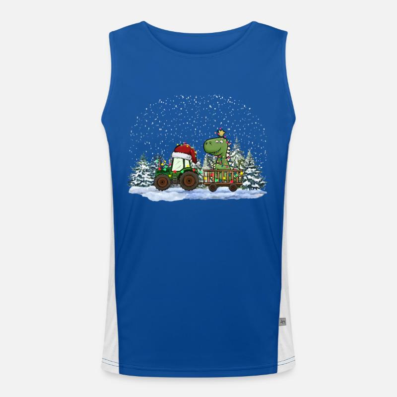 Weihnachtstraktor Tree Rex Dino Traktor Pyjama Funktionelles Kontrast-Tank Top für Männer 