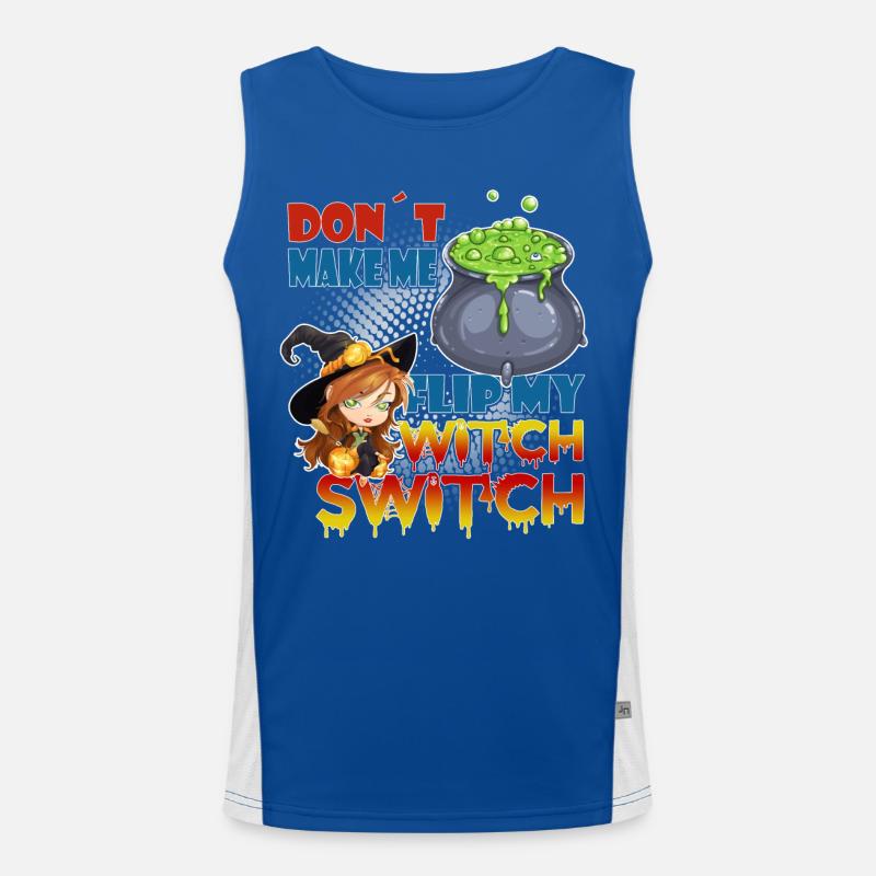 Lustiger "Flip my Witch Switch" Halloween Spruch Funktionelles Kontrast-Tank Top für Männer 