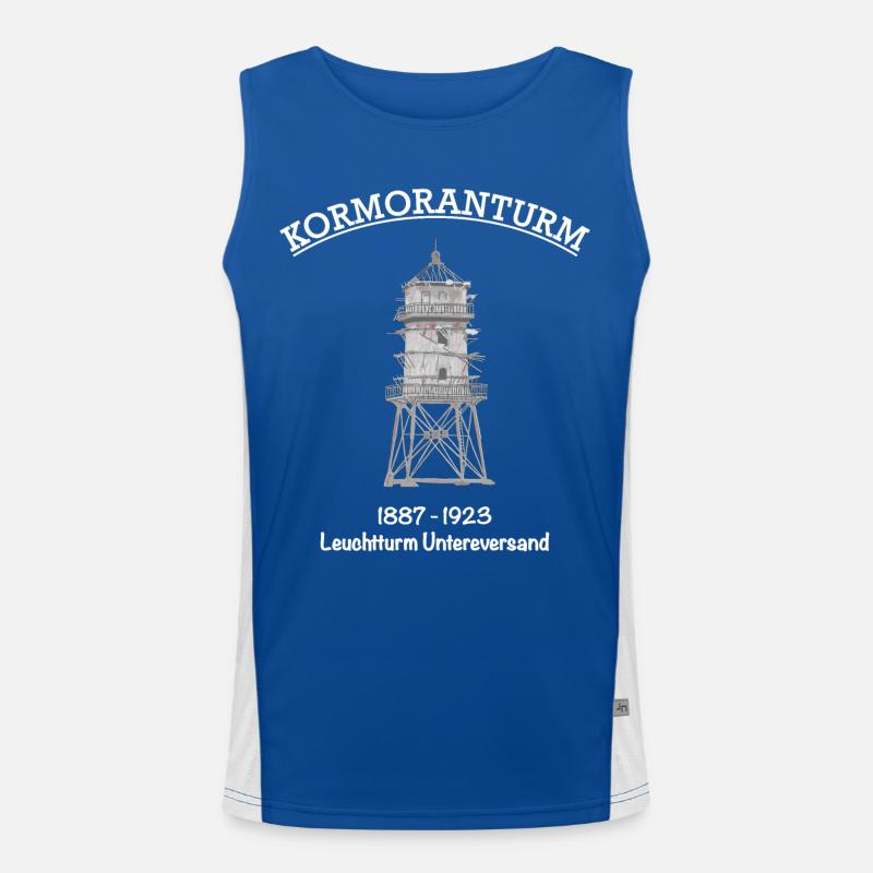 Cormorant tower, North Sea, lighthouse Untereversand Men's Functional Contrast Tank Top 