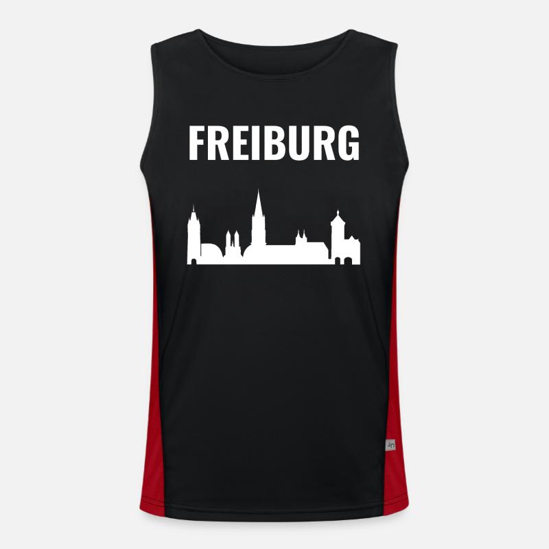 Freiburg Skyline-Collage Funktionelles Kontrast-Tank Top für Männer 