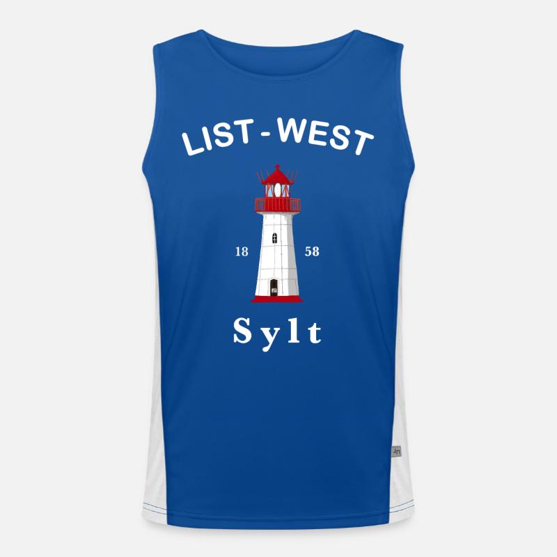 Sylt, Iconic lighthouse List-West, North Sea Men's Functional Contrast Tank Top 
