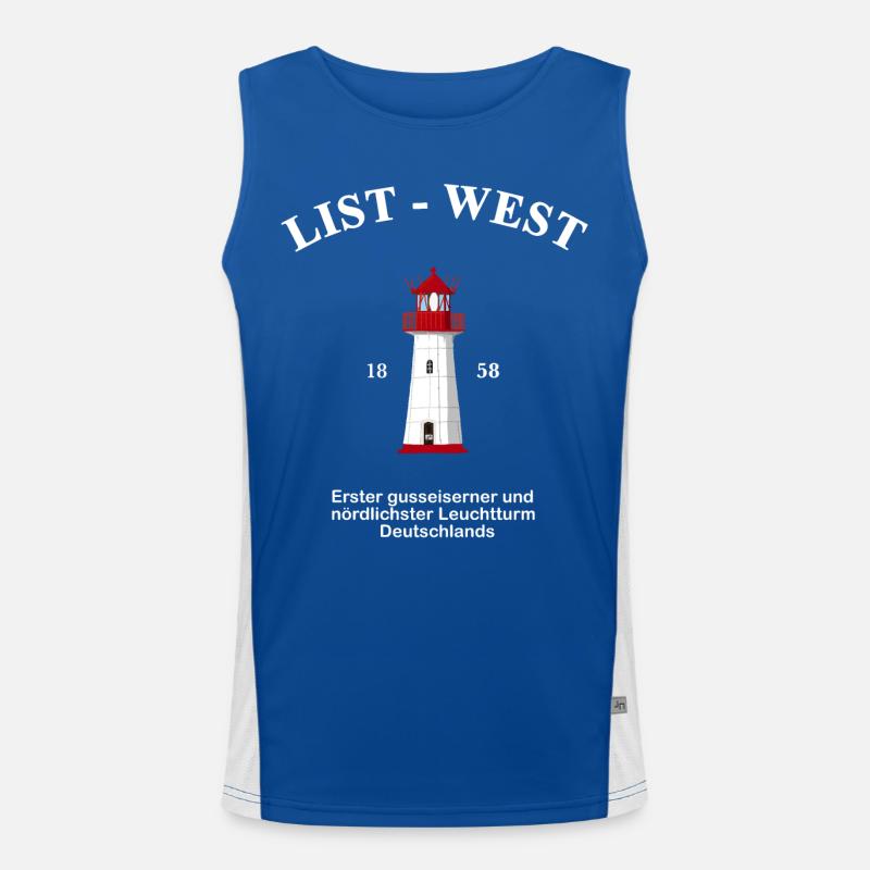 Lighthouse List-West, drawing with information Men's Functional Contrast Tank Top 