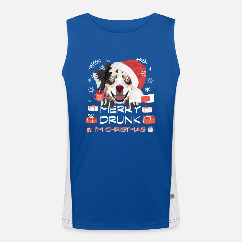 Australian Shepherd Weihnachtsmarkt Funktionelles Kontrast-Tank Top für Männer 
