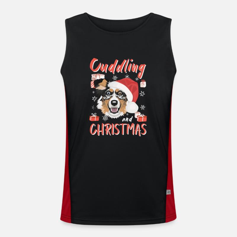Australian Shepherd Merry Christmas - Men's Functional Contrast Tank Top  - black/red