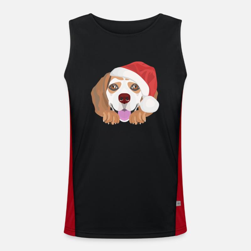 Beagle Frohe Weihnachten Funktionelles Kontrast-Tank Top für Männer 