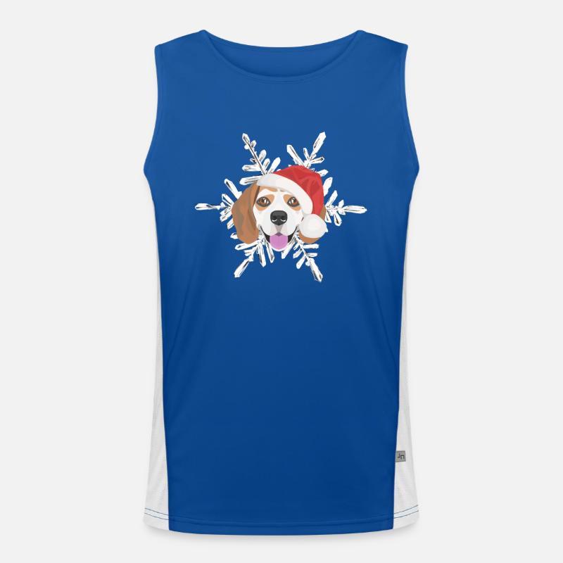 Beagle Merry Christmas Men's Functional Contrast Tank Top 