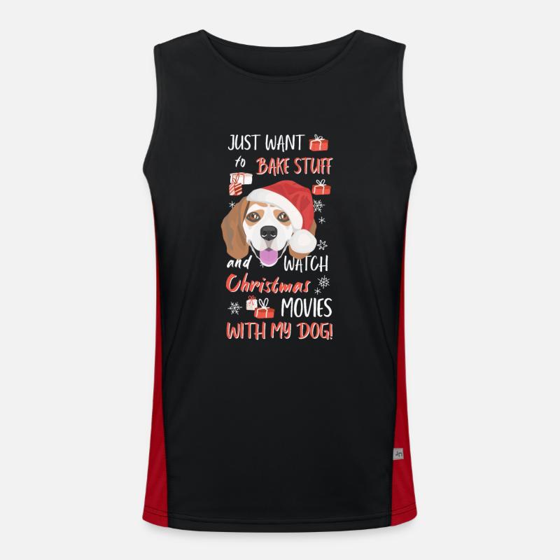 Beagle Frohe Weihnachten Funktionelles Kontrast-Tank Top für Männer 