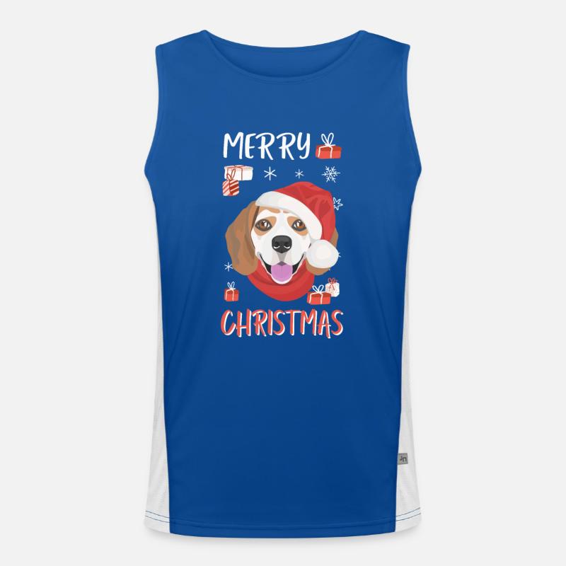 Beagle Merry Christmas Men's Functional Contrast Tank Top 