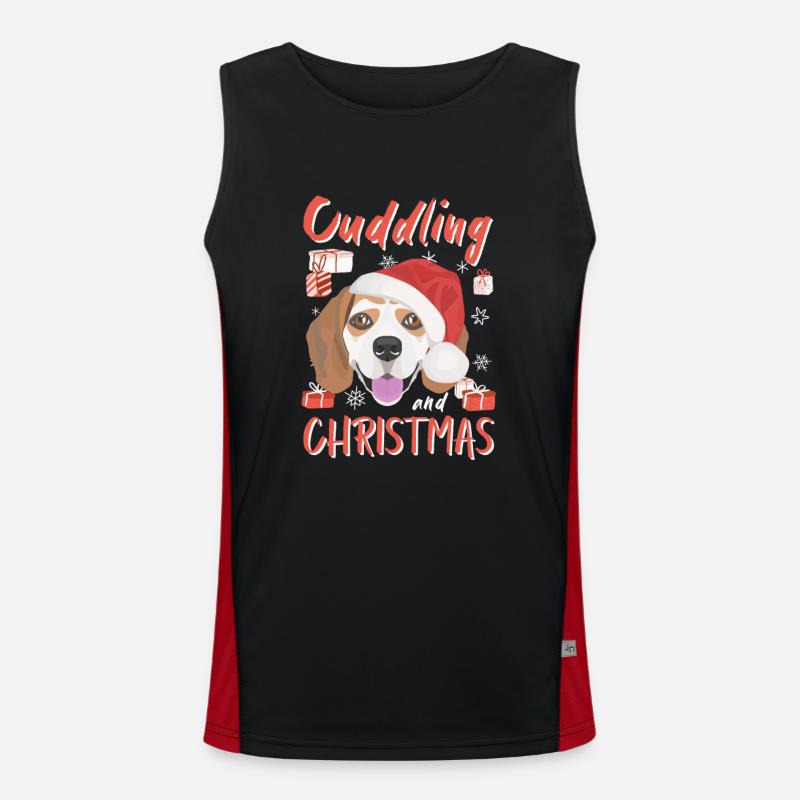 Beagle Merry Christmas - Men's Functional Contrast Tank Top  - black/red