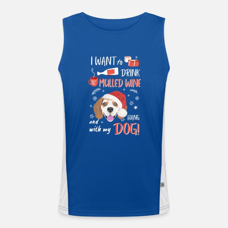 Beagle Mulled Wine Christmas Men's Functional Contrast Tank Top 