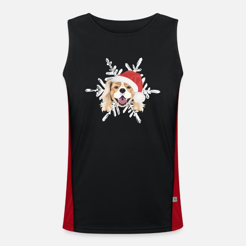 King Charles Spaniel Frohe Weihnachten Funktionelles Kontrast-Tank Top für Männer 