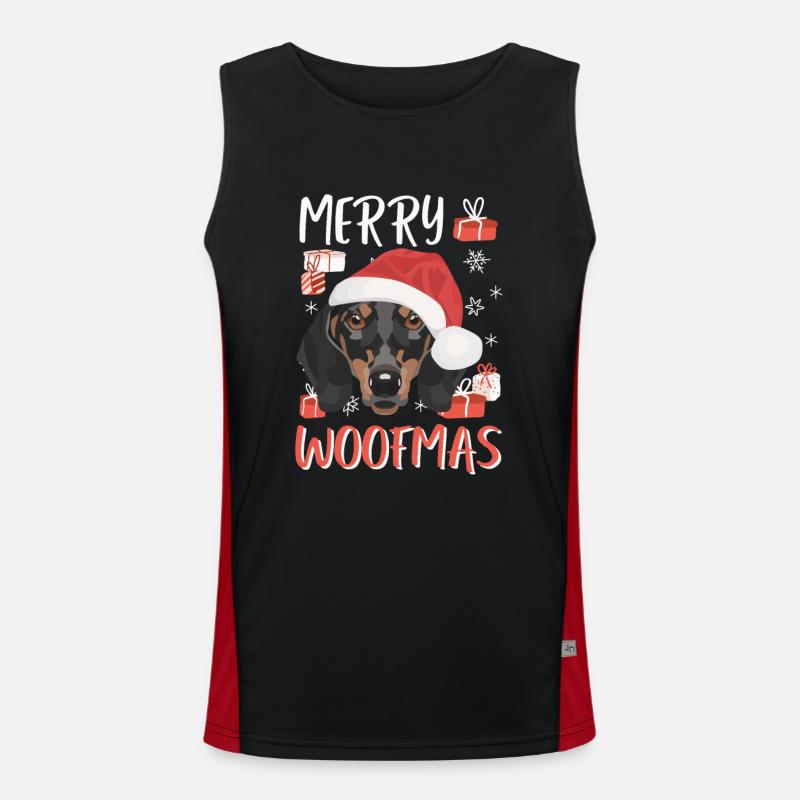 Dackel Frohe Weihnachten Funktionelles Kontrast-Tank Top für Männer 