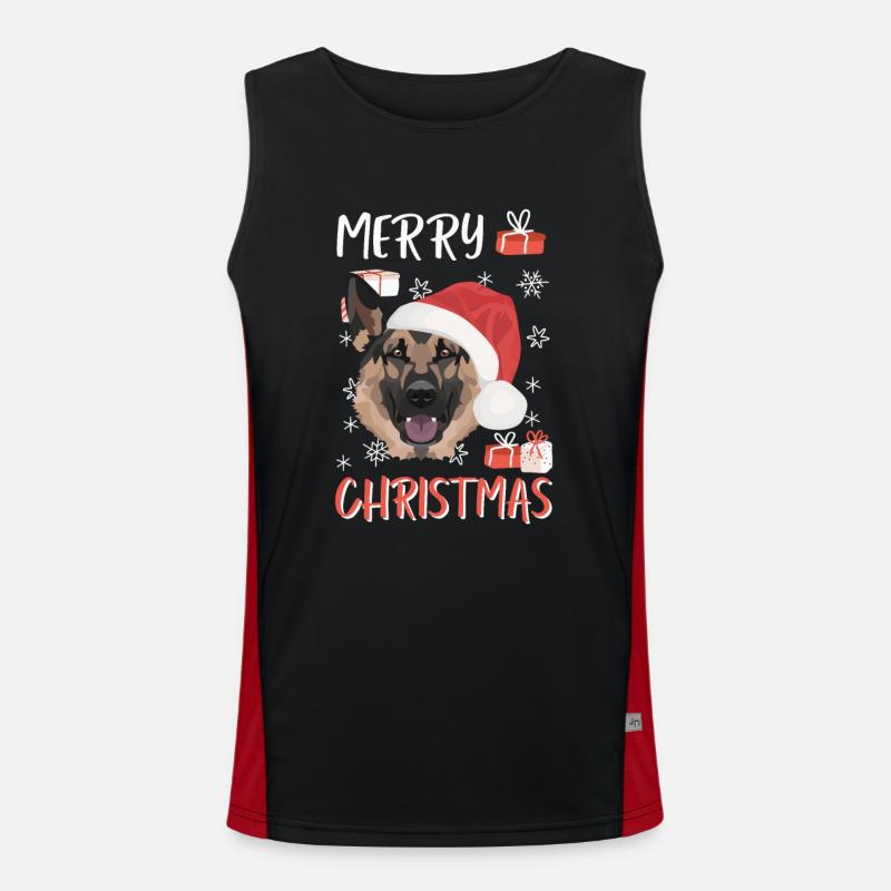 German Shepherd Merry Christmas - Men's Functional Contrast Tank Top  - black/red
