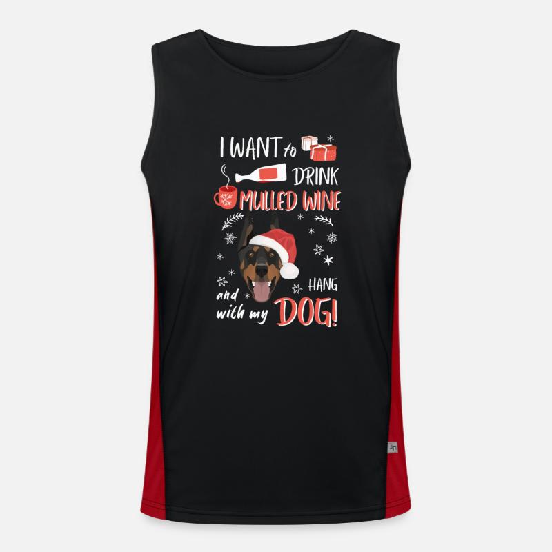 Doberman mulled wine Christmas - Men's Functional Contrast Tank Top  - black/red