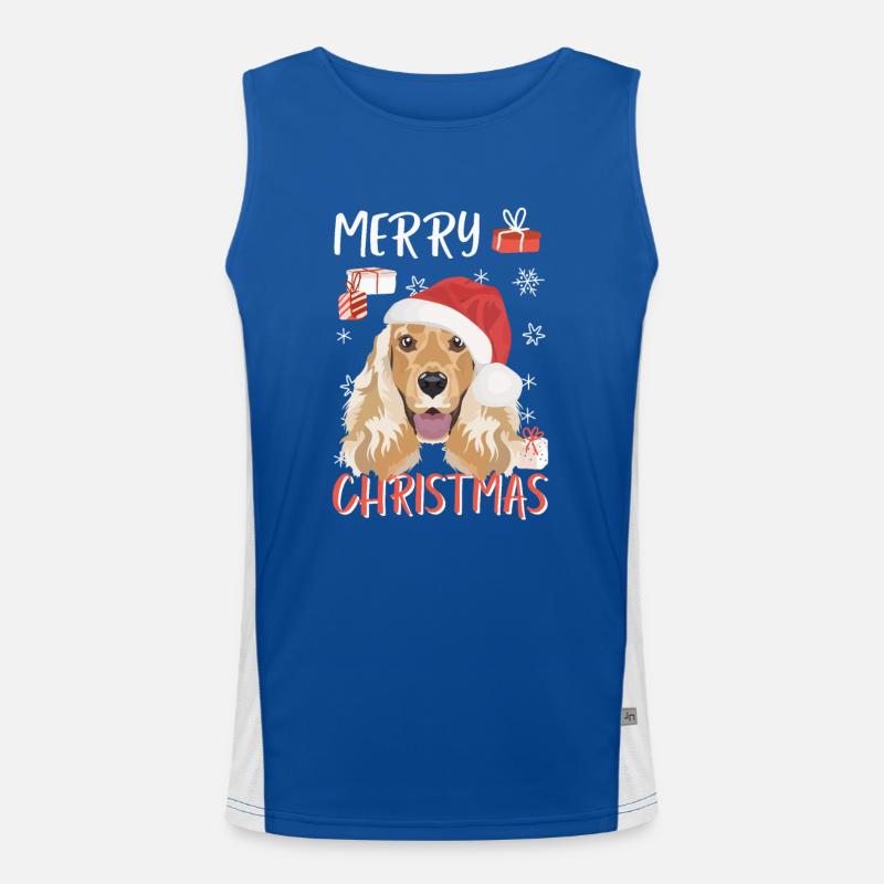 English Cocker Spaniel Frohe Weihnachten Funktionelles Kontrast-Tank Top für Männer 