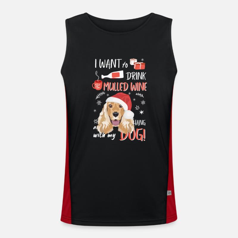 Deutsch Cocker Spaniel Mulled Wine Christmas Men's Functional Contrast Tank Top 