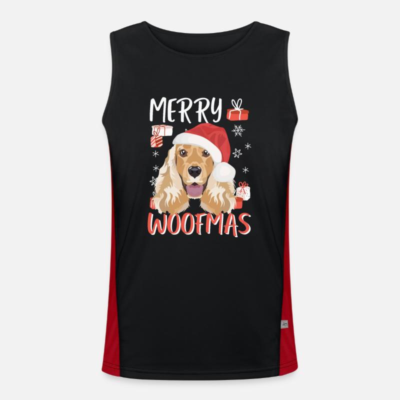 Deutsch Cocker Spaniel Merry Christmas Men's Functional Contrast Tank Top 