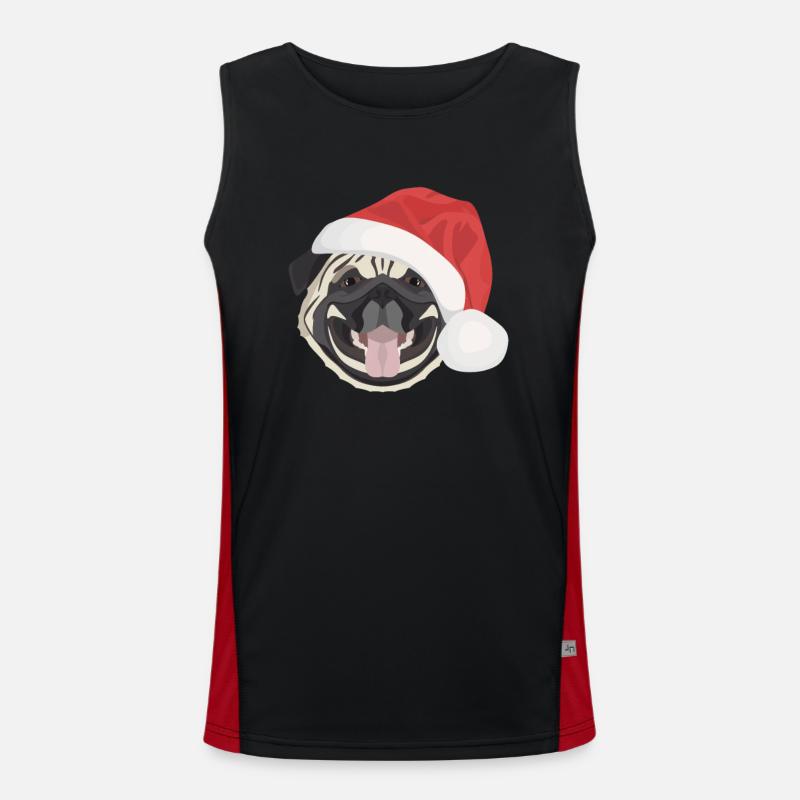Pug Merry Christmas Men's Functional Contrast Tank Top 