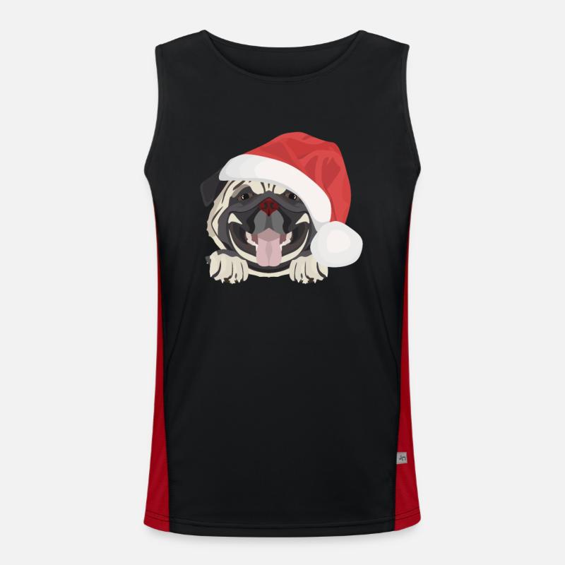 Pug Merry Christmas Men's Functional Contrast Tank Top 