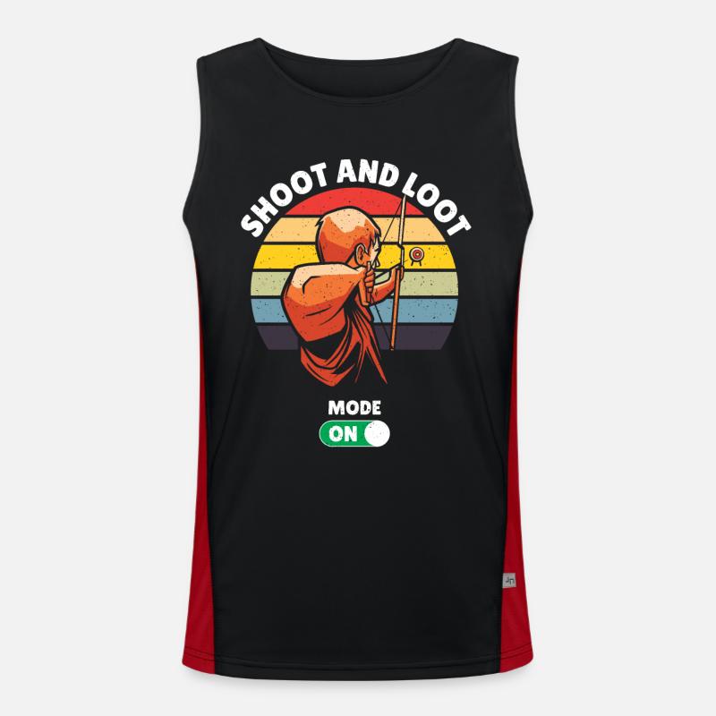 Shoot and Loot Mode On Archery Hunting Archer Men's Functional Contrast Tank Top 