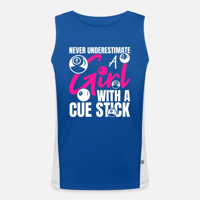 Mädchen mit Billardqueue Funktionelles Kontrast-Tank Top für Männer 