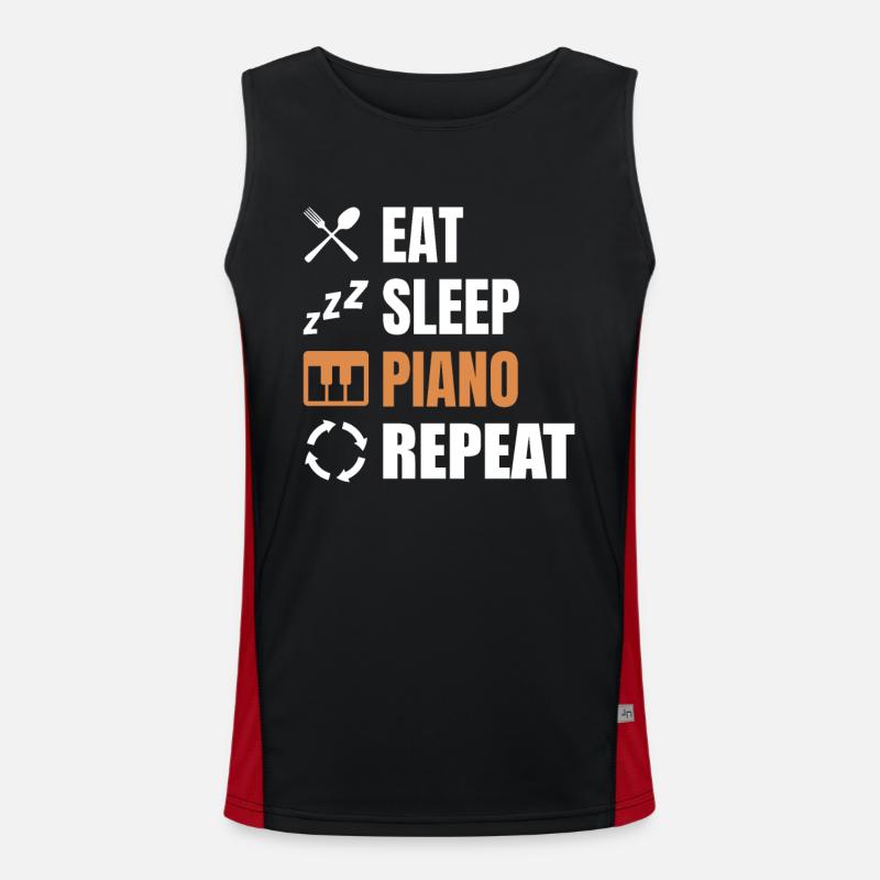 Piano Player Routine - Men's Functional Contrast Tank Top  - black/red