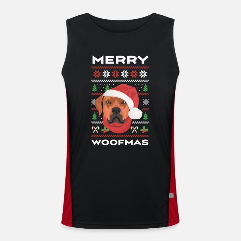 Rhodesian Ridgeback Merry Christmas - Men's Functional Contrast Tank Top  - black/red