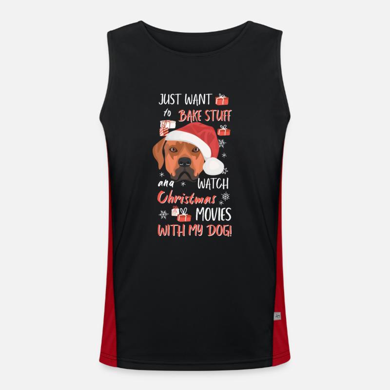 Rhodesian Ridgeback Merry Christmas - Men's Functional Contrast Tank Top  - black/red