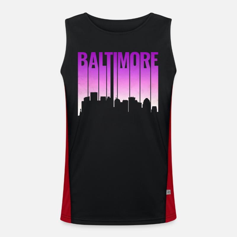 Baltimore Skyline Gradient Funktionelles Kontrast-Tank Top für Männer 
