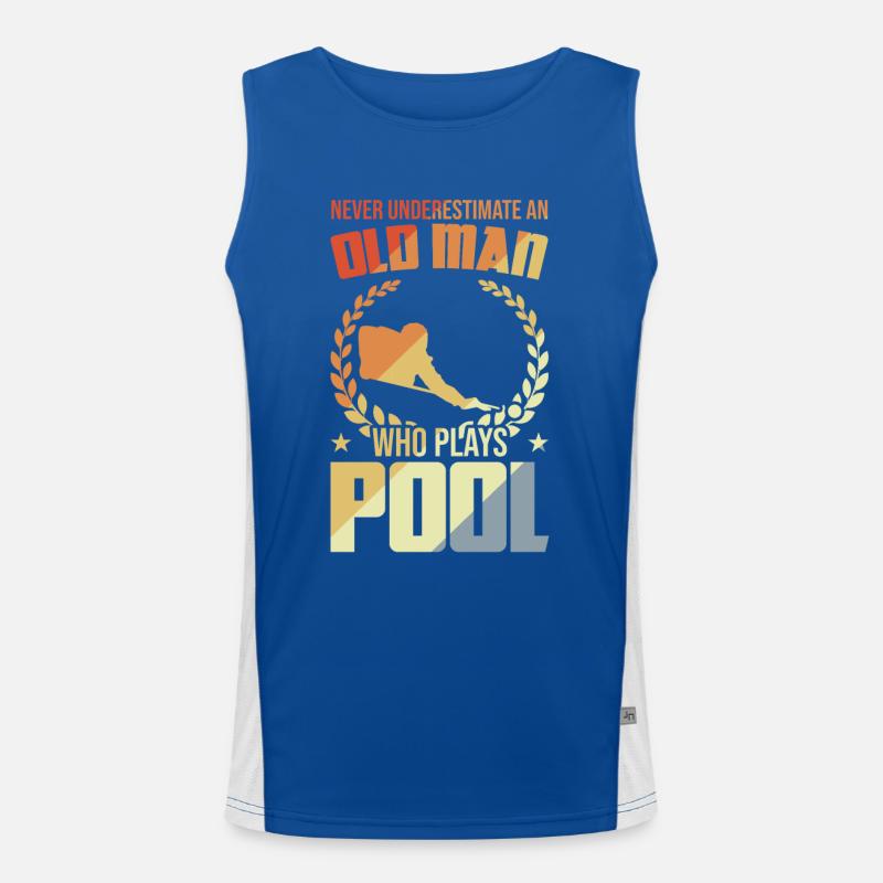 Alten Mann der Poolbillard spielt Funktionelles Kontrast-Tank Top für Männer 