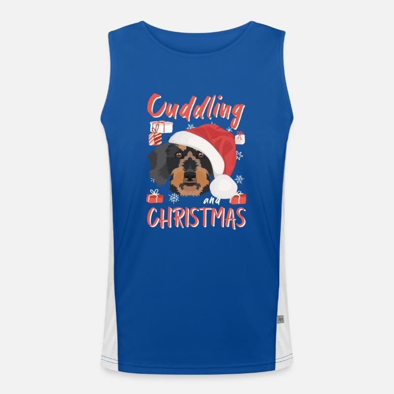 Wire-haired Dachshund Merry Christmas Men's Functional Contrast Tank Top 