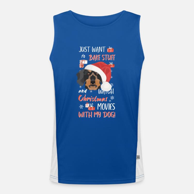 Teckel à poil dur Joyeux Noël Débardeur respirant contrasté Homme 