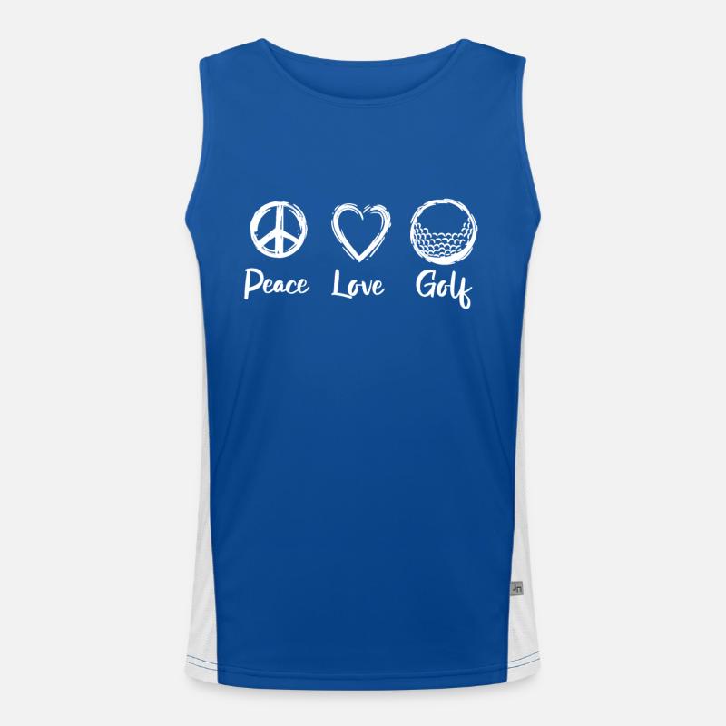 Peace Love Golf Funktionelles Kontrast-Tank Top für Männer 