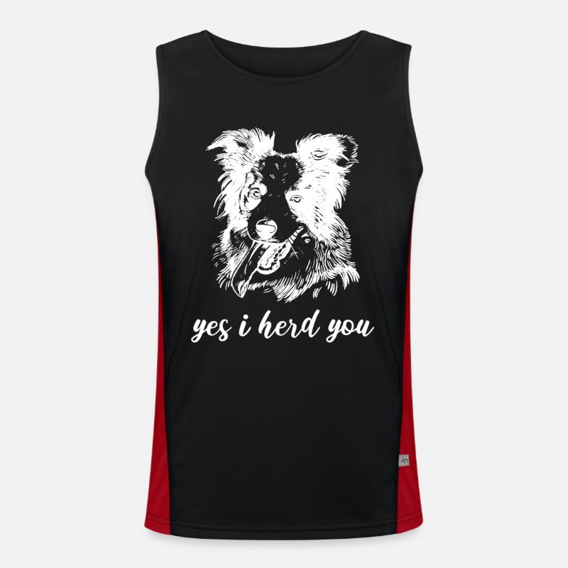 Yes I Herd You Border Collie Herding Dog Men's Functional Contrast Tank Top 