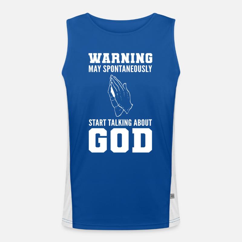 May Spontaneously Start Talking About God Pastor Funktionelles Kontrast-Tank Top für Männer 