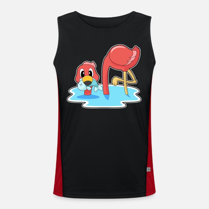 Flamingo Fish - Men's Functional Contrast Tank Top - black/red