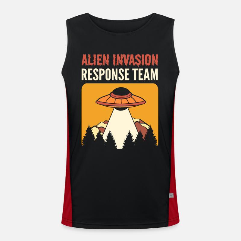 Alien Invasion Response Team Aliens UFO Men's Functional Contrast Tank Top 