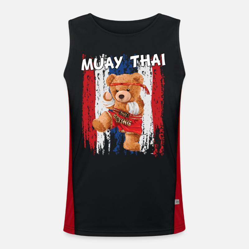 Muay Thai Bear Teddy Bear Cadeau Débardeur respirant contrasté Homme 