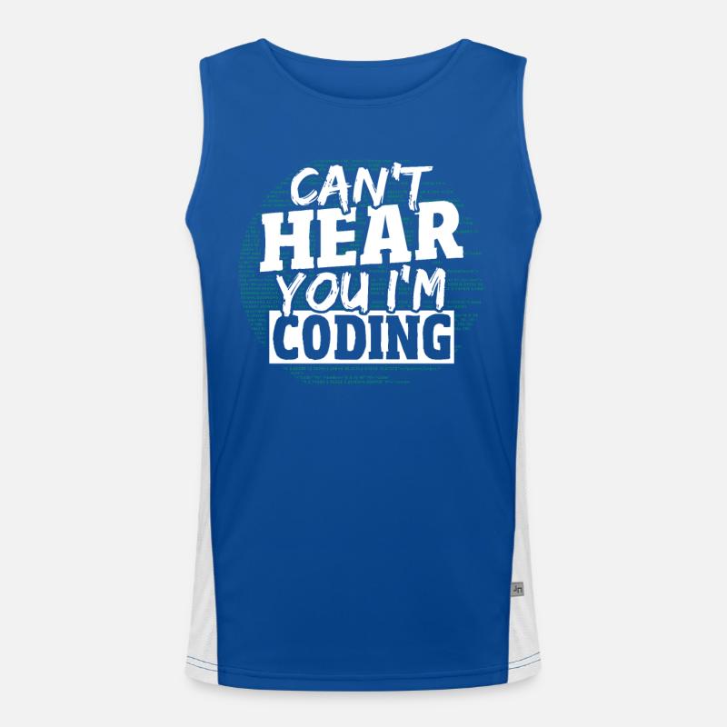 Je ne peux pas t’entendre Je code Programmeur de programmation Débardeur respirant contrasté Homme 