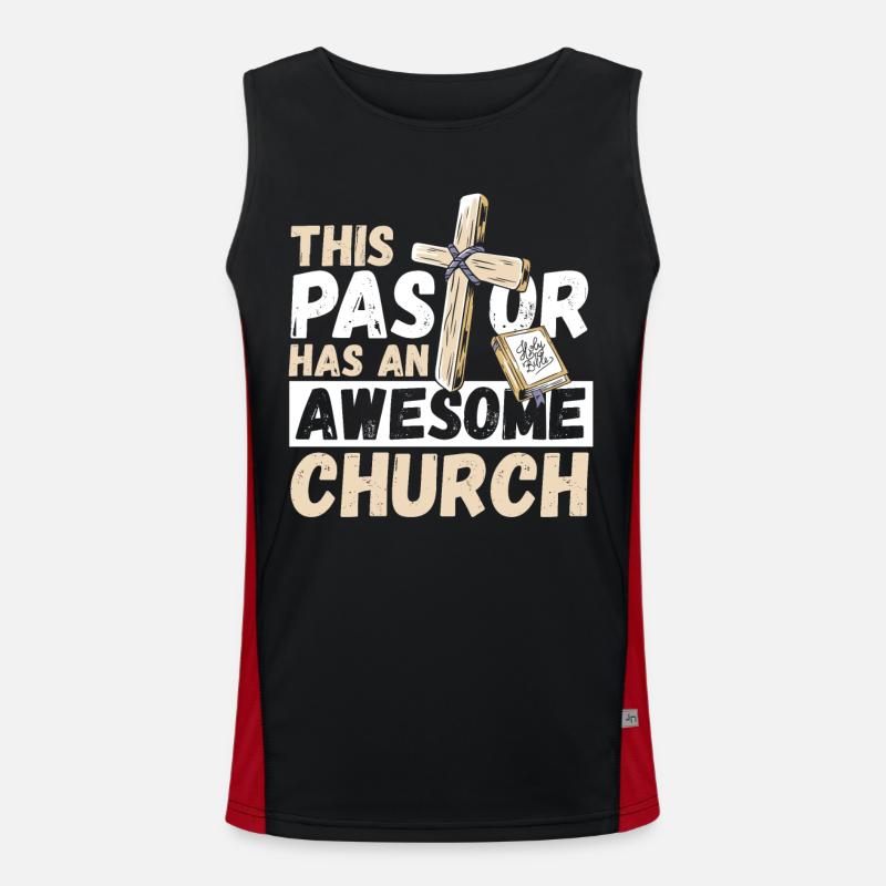 Ce pasteur a une église chrétienne géniale Débardeur respirant contrasté Homme 