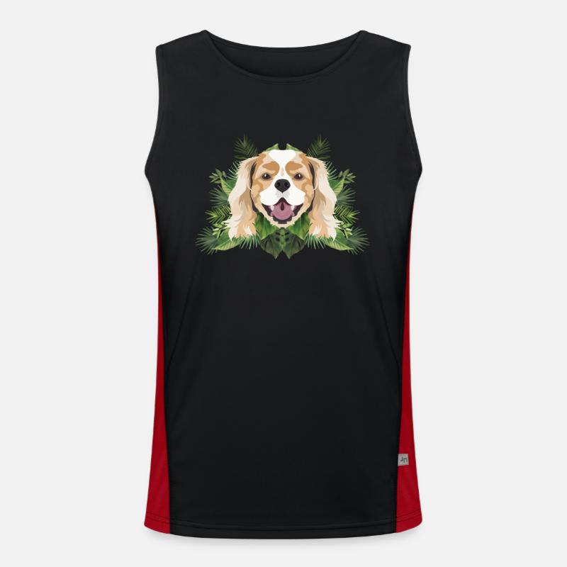 Tropical Cavalier King Charles Spaniel Funktionelles Kontrast-Tank Top für Männer 