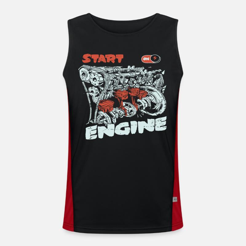 Start the engine, engine, engine - Men's Functional Contrast Tank Top  - black/red