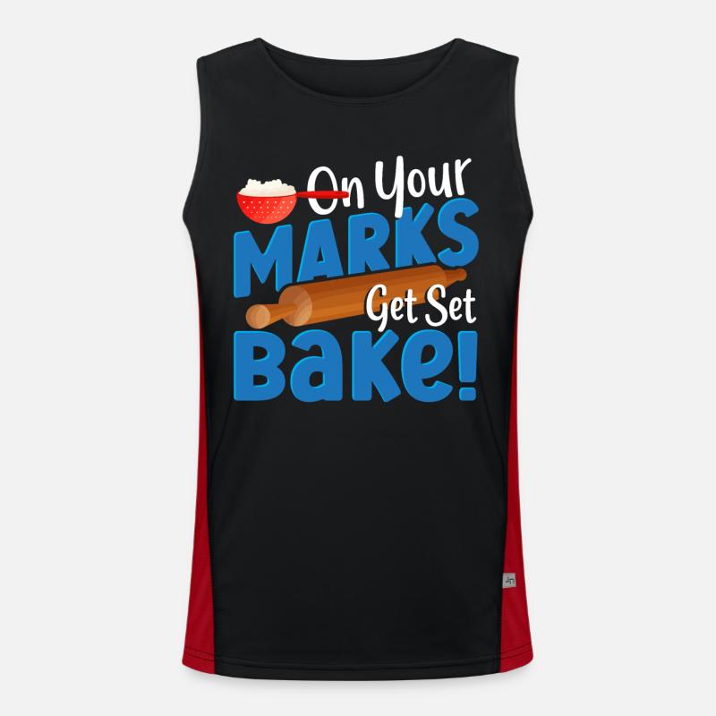 On Your Marks Get Set Bake! Baking Bakery Baker Funktionelles Kontrast-Tank Top für Männer 